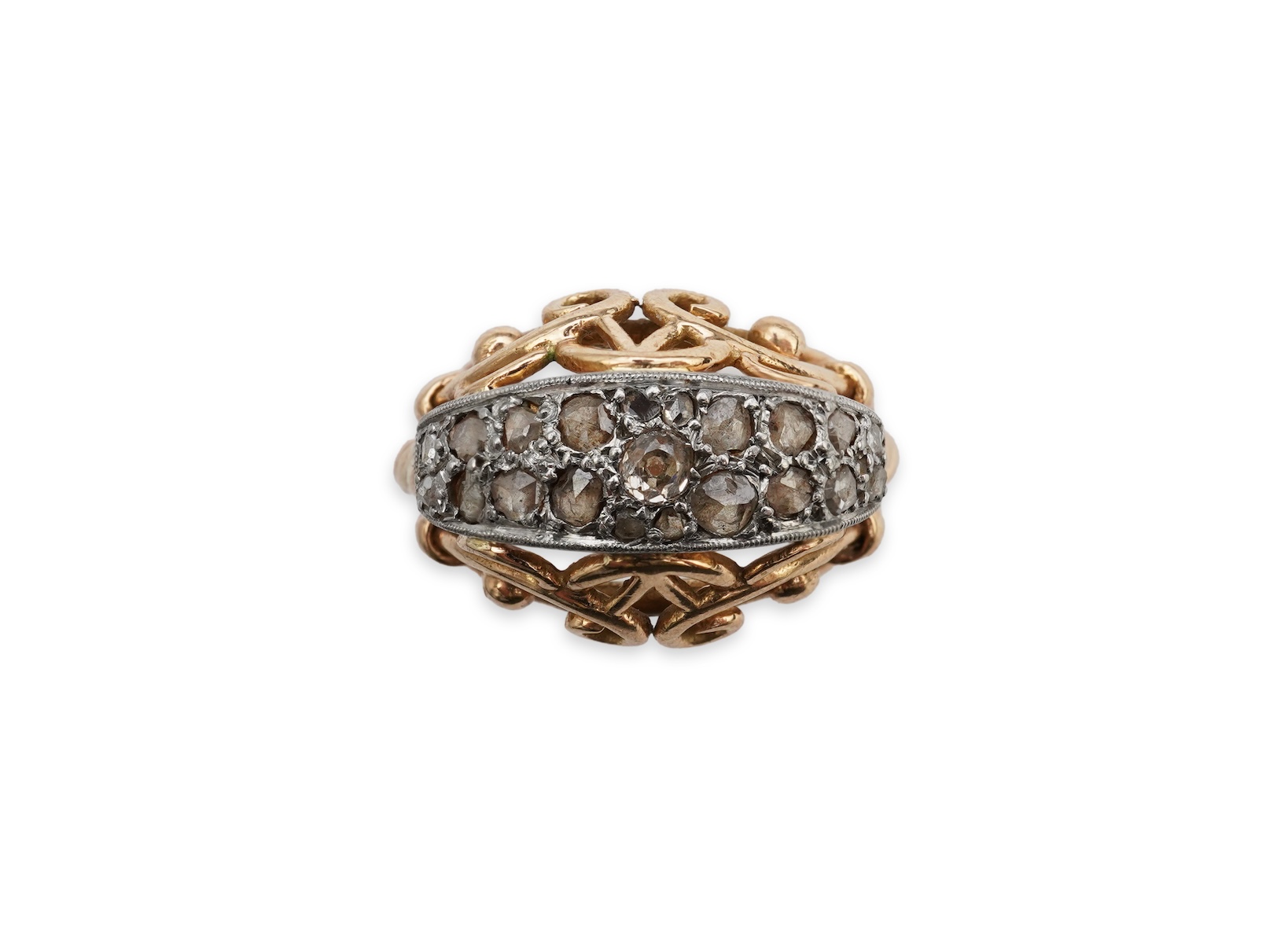 A gold and diamond dress ring, mid 20th century